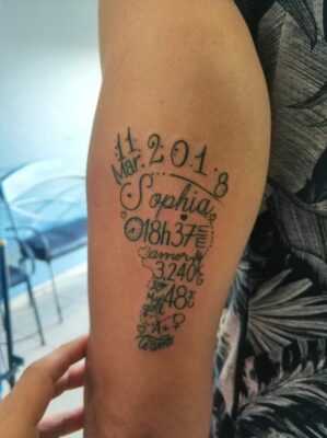 Detailed footprint tattoo