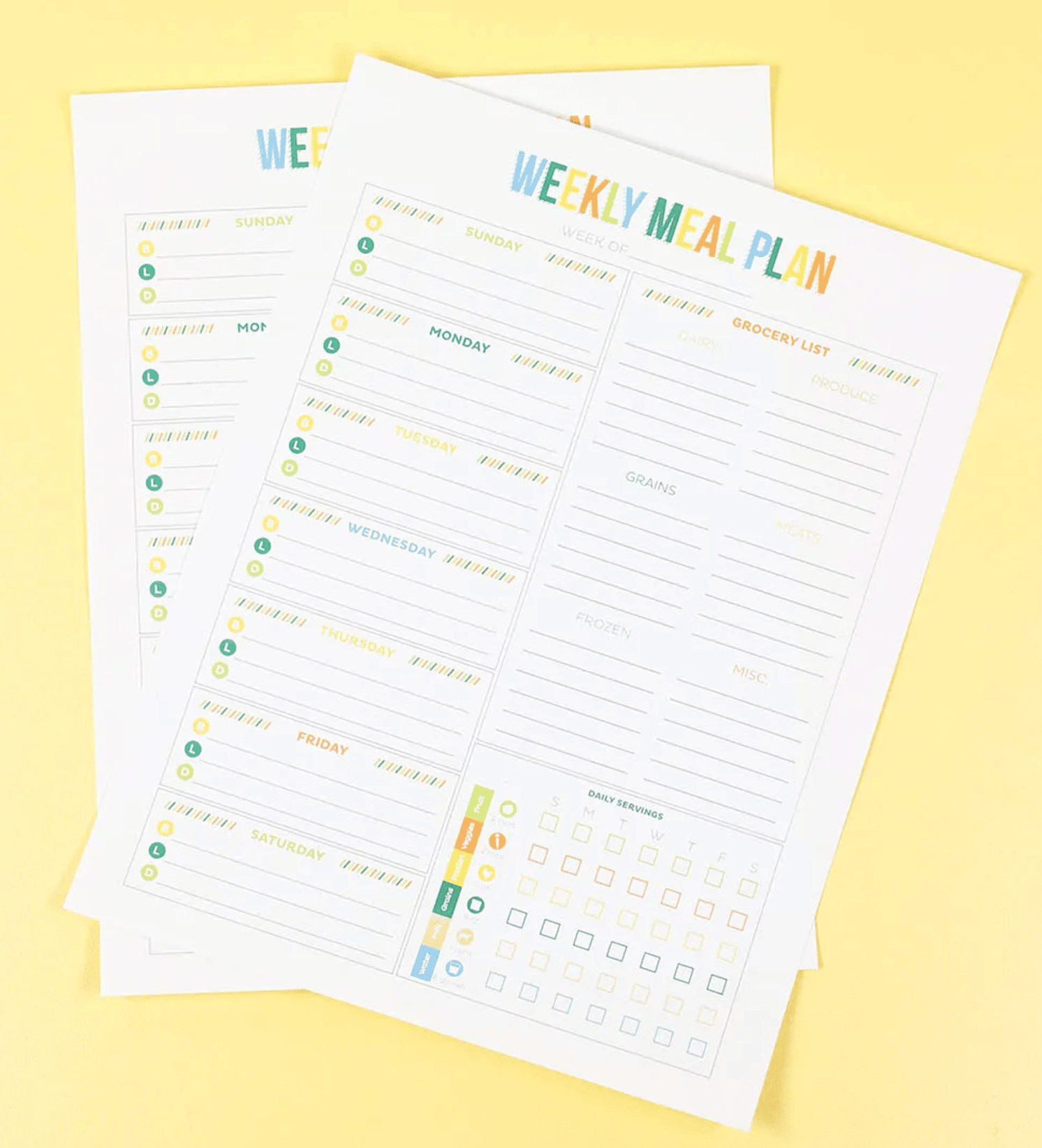 Printable meal planners