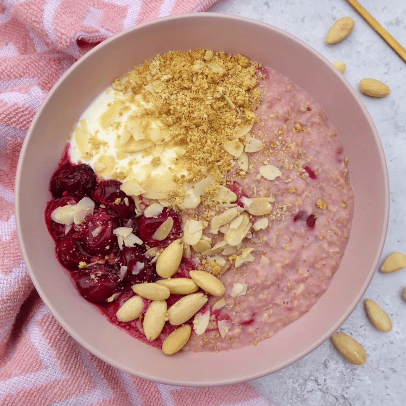 Cherry Bakewell porridge