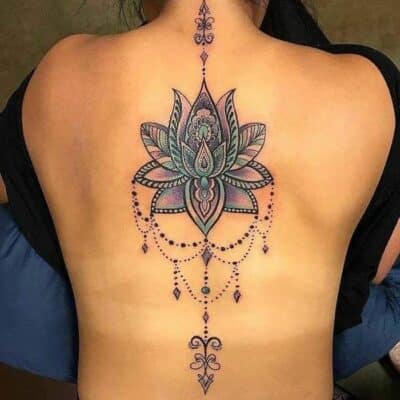 Coloured flower tattoos lotus
