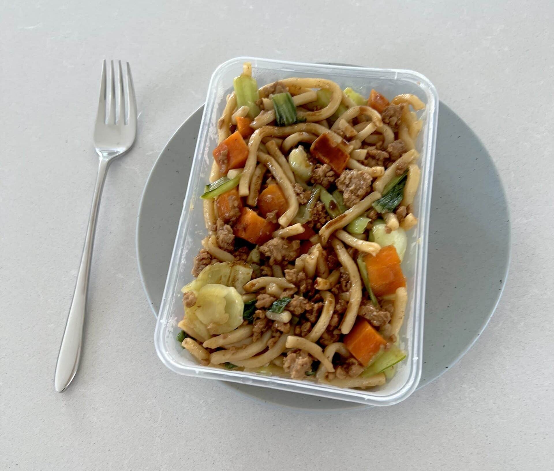 Ginger pork noodles for lunch