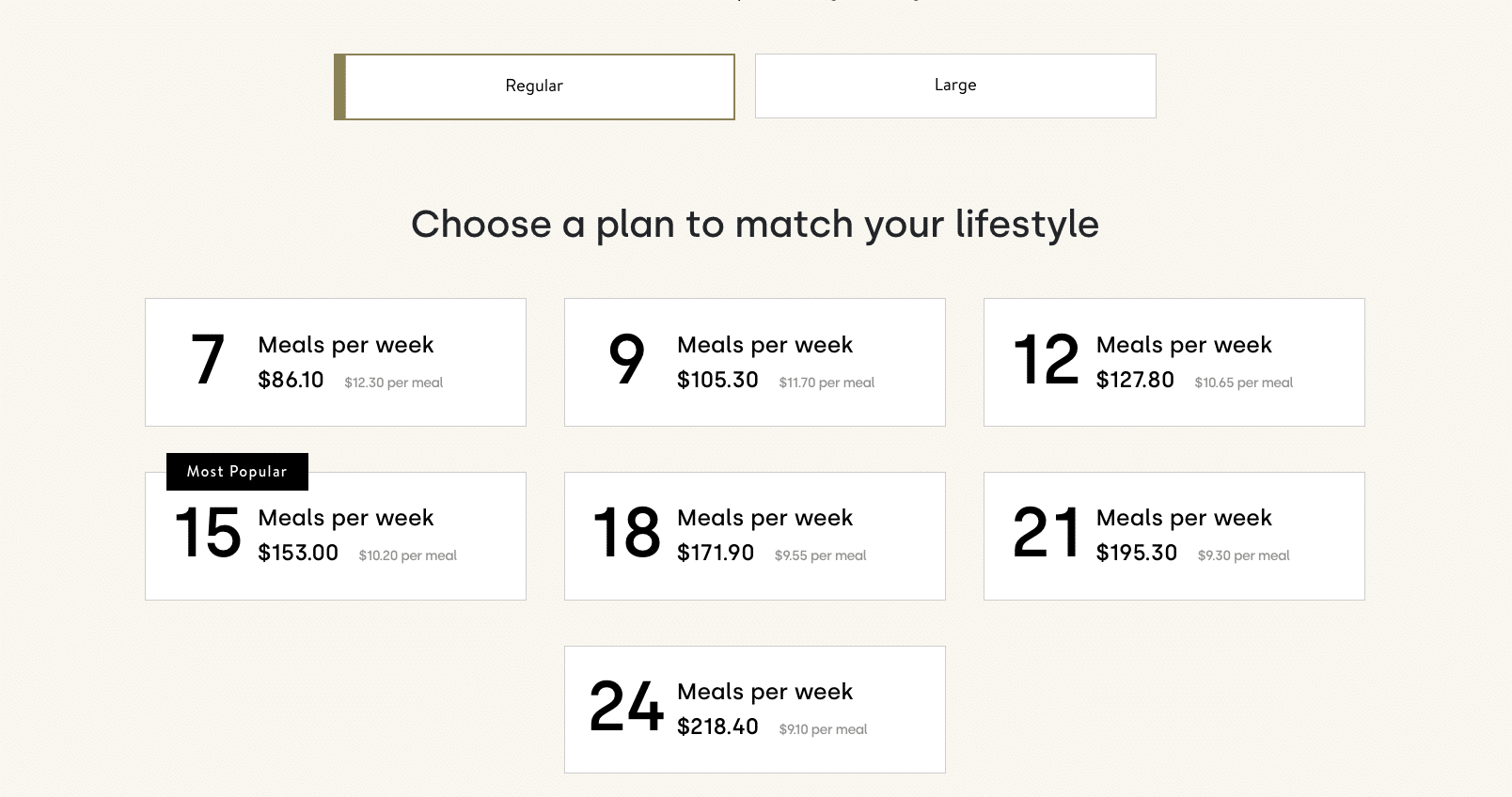 Regular Soulara meal plans