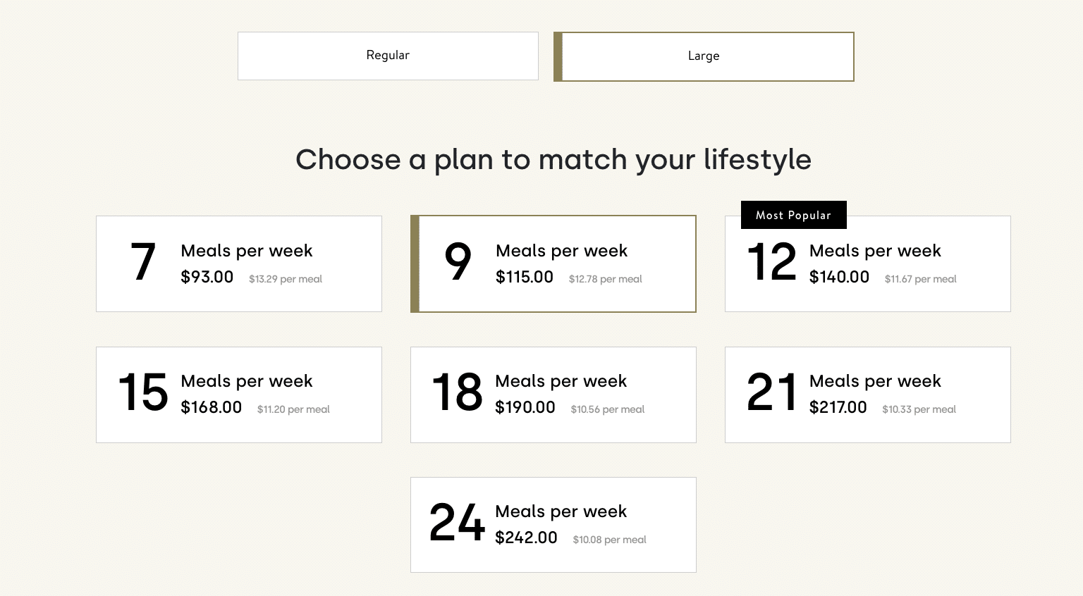 Large Soulara meal plans