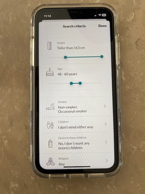 eharmony match settings