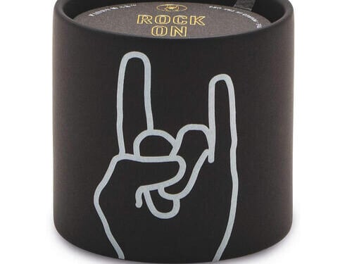 Rock On leather & oak moss candle