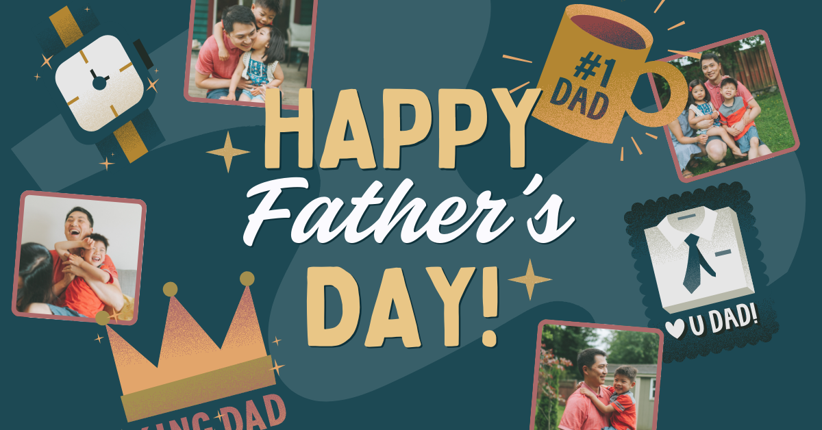 Green gold and white modern illustrative playful fun cute happy fathers day presentation - Beanstalk Mums