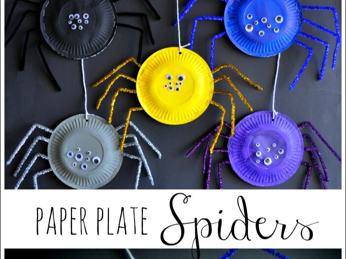 Paper plate spider craft | Halloween craft ideas