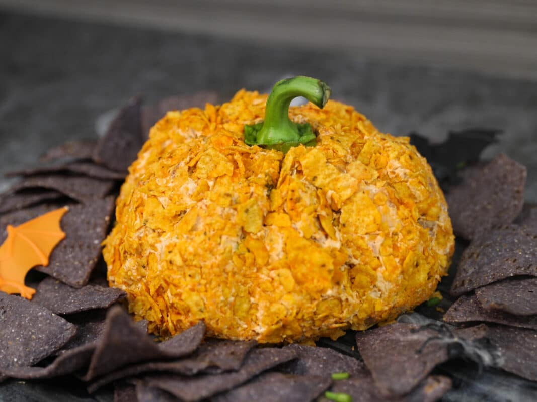 Jack-o-Lantern cheese ball | Halloween food
