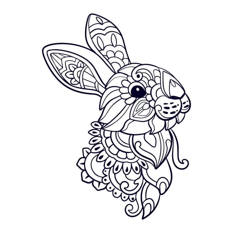 Intricate rabbit with flower pattern