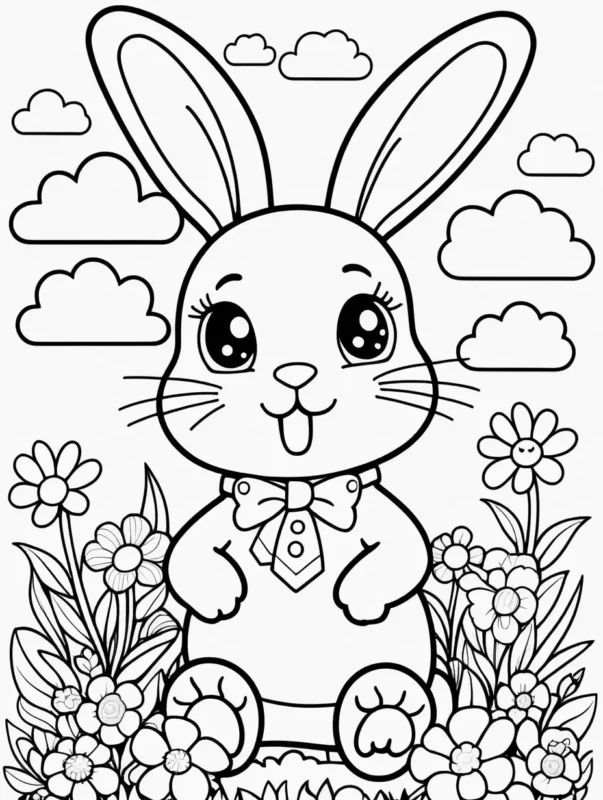 Cute bunny with flowers | Easter crafts for kids