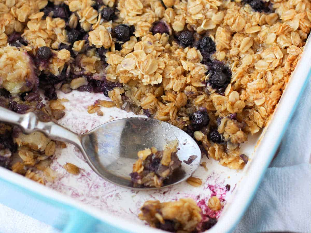 Vegan Banana Blueberry Baked Oatmeal